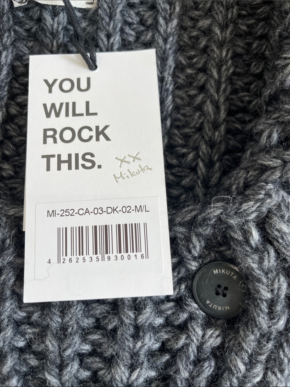 MIKUTA Dark Grey Long Knit Cardigan Alpaca Wool Oversized M/L NWT Made Portugal - Picture 6 of 14